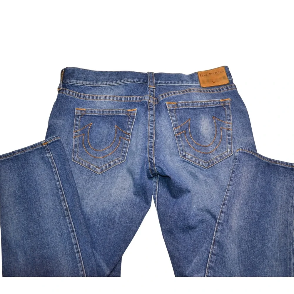 True Religion Geno Relaxed Jeans Distressed Denim Size 38 Men's Vintage Y2K Logo